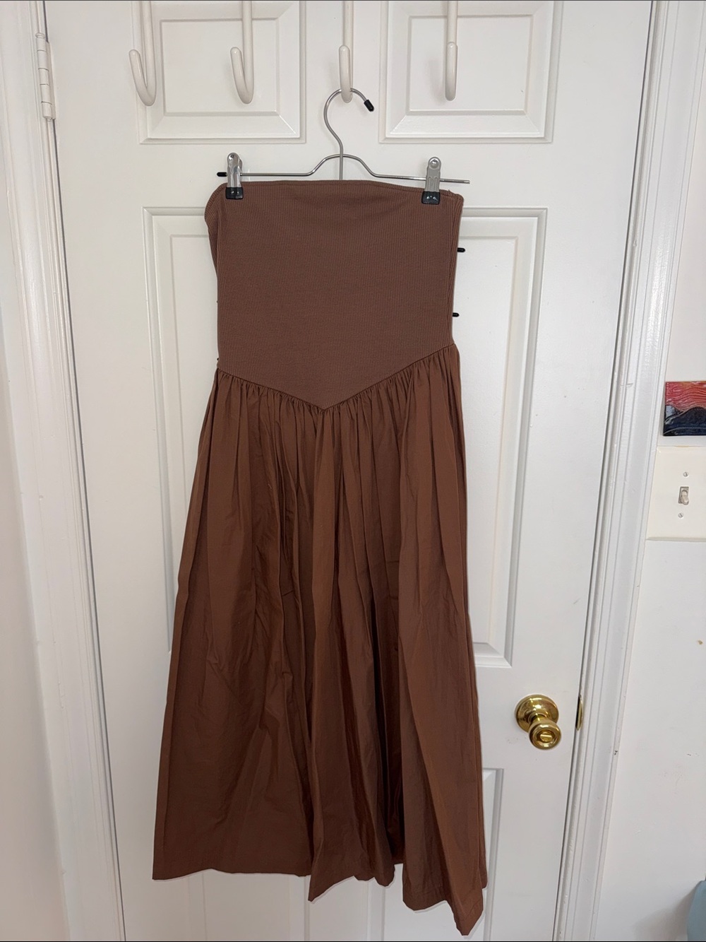 Anthropologie Brown Strapless Maxi Dress-Skirt